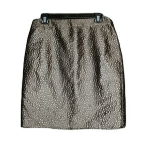 JCREW womens brown Jacquard embossed dots lined pencil skirt 8 23276 EUC